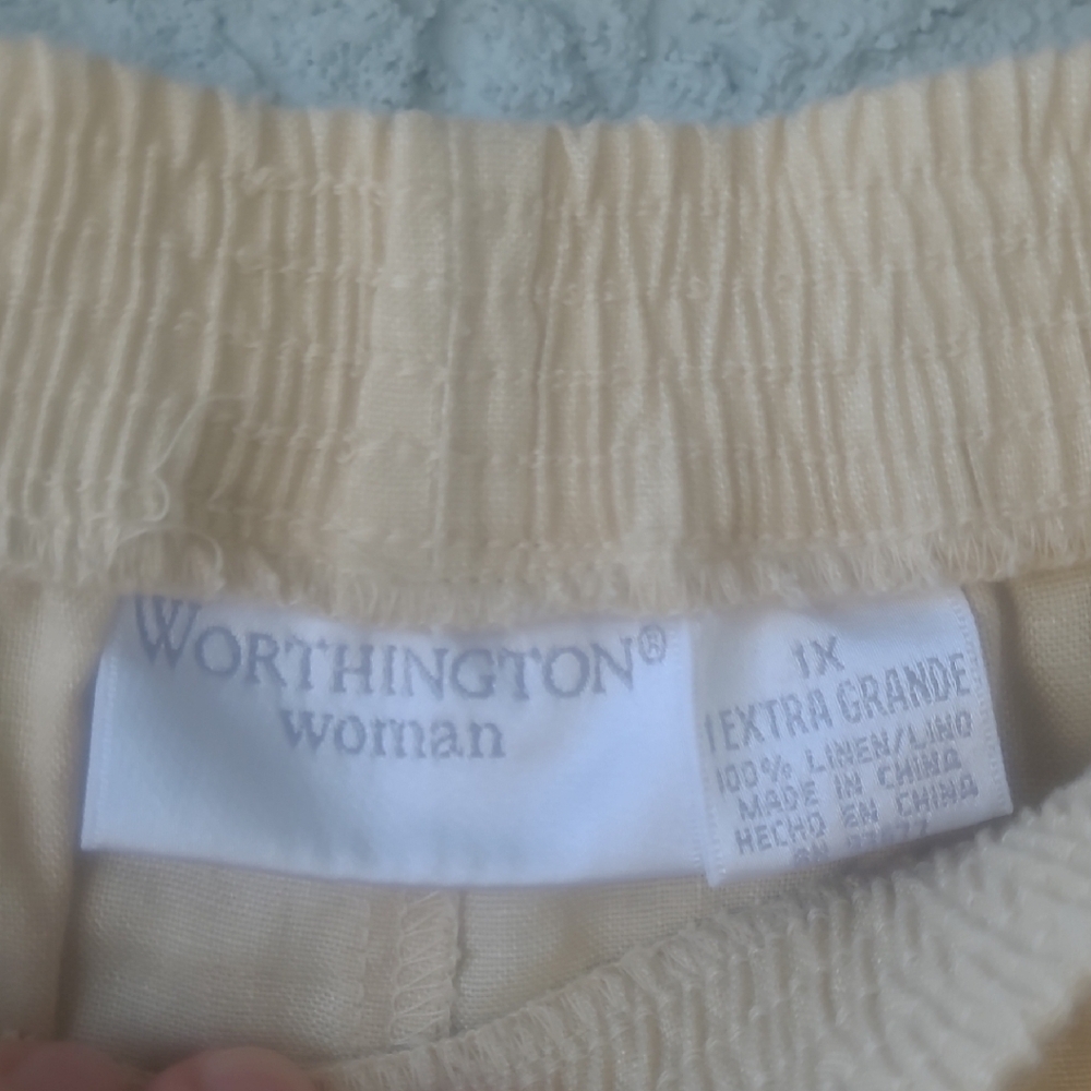 Worthington Woman Beige Linen Pants